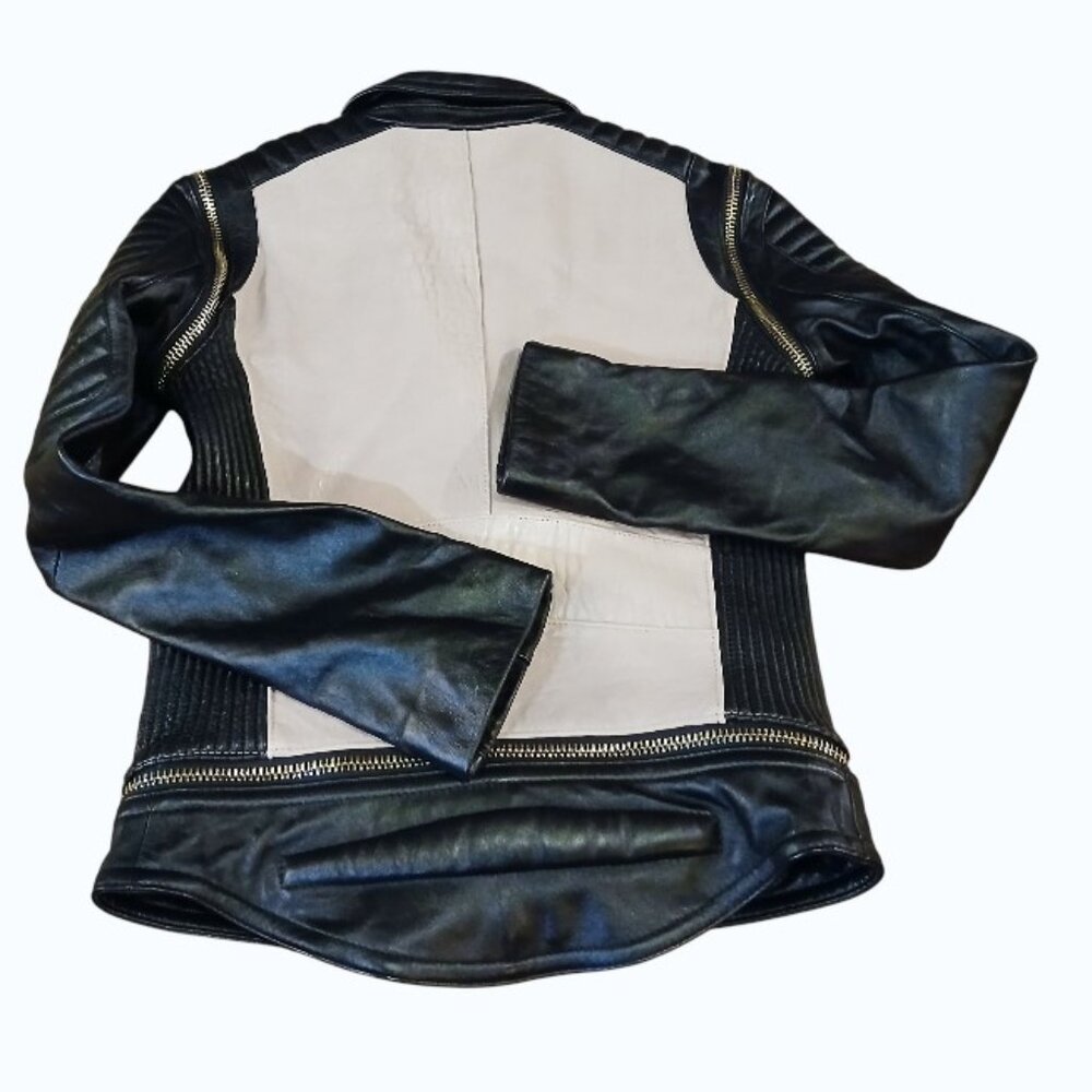 NWOT- DEARHUA Lamb Leather Jacket Unique Gold Hardware - Picture 7 of 16